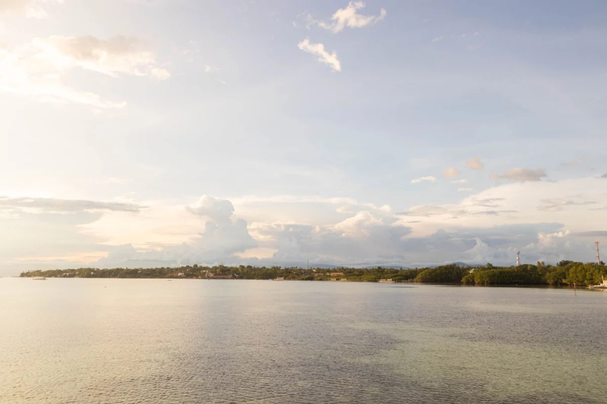 Aerial view of the Cebu City skyline during a stunning sunset