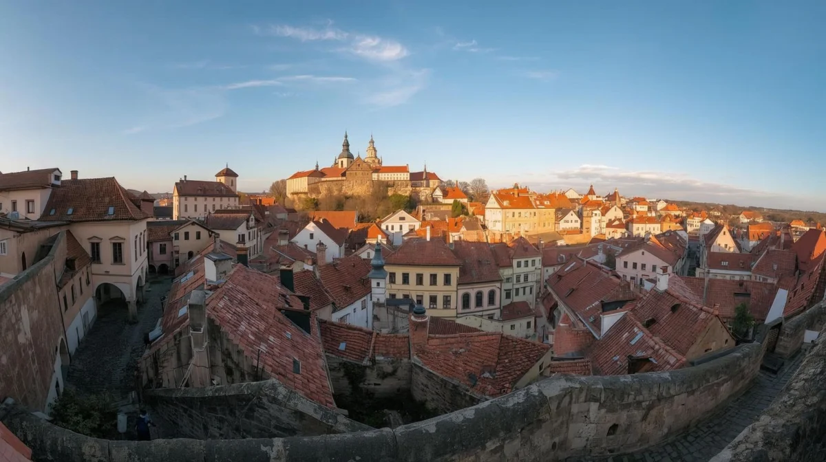 Breathtaking Cesky Krumlov castle view at sunset