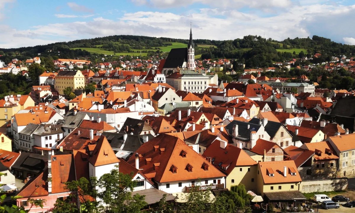 View of Cesky Krumlov historic district with medieval charms
