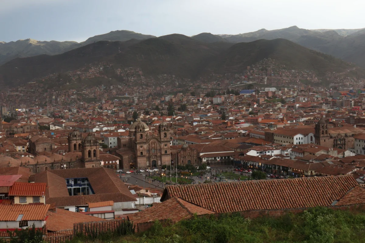 Cusco cityscape with historic buildings and mountains