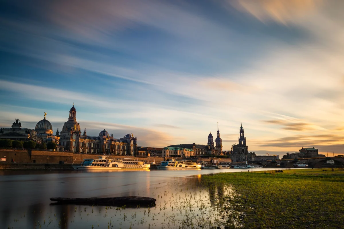 Breathtaking view of Dresden’s skyline at sunset highlighting its adventure appeal