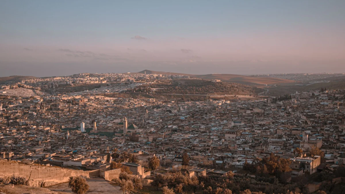 Stunning view of Fes medina at sunset, highlighting its romantic allure