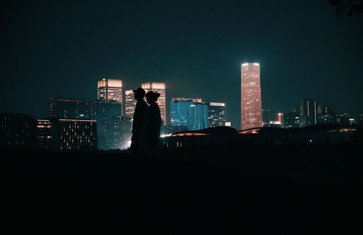 Gaborone skyline at night with romantic lights