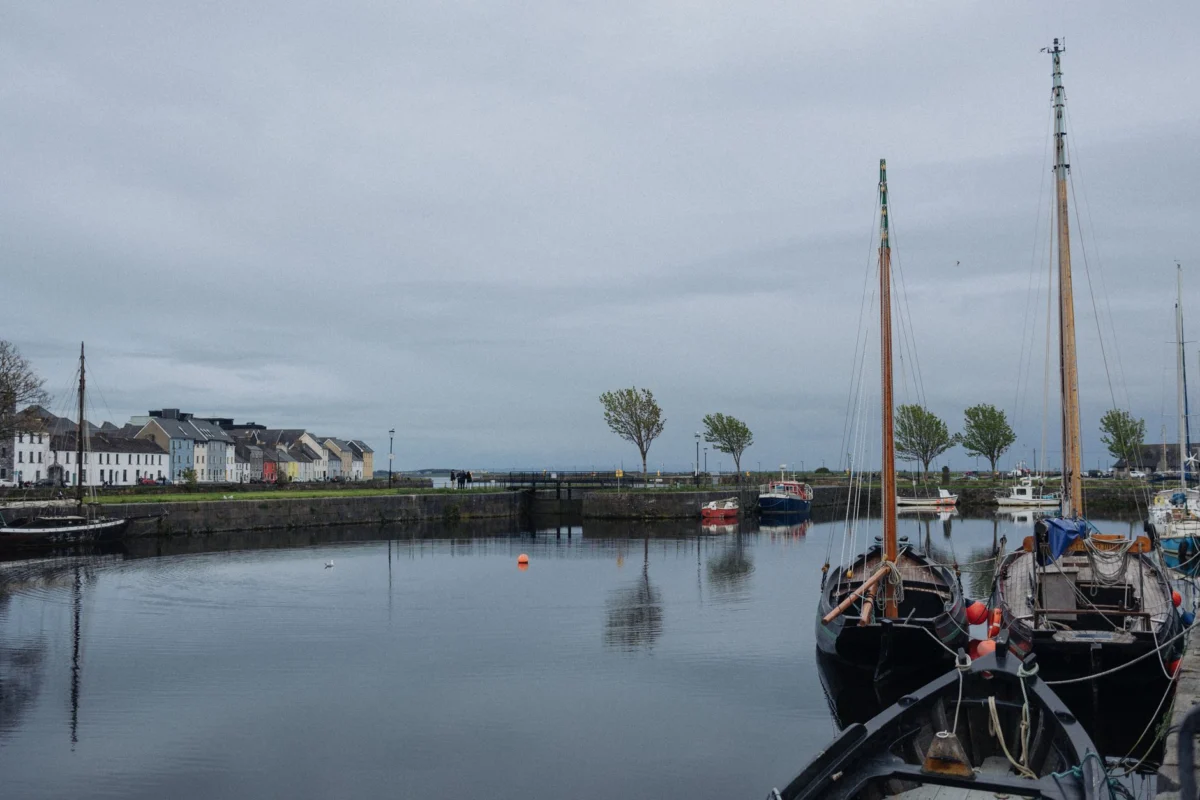 A stunning view of Galway Claddagh Quay at sunrise