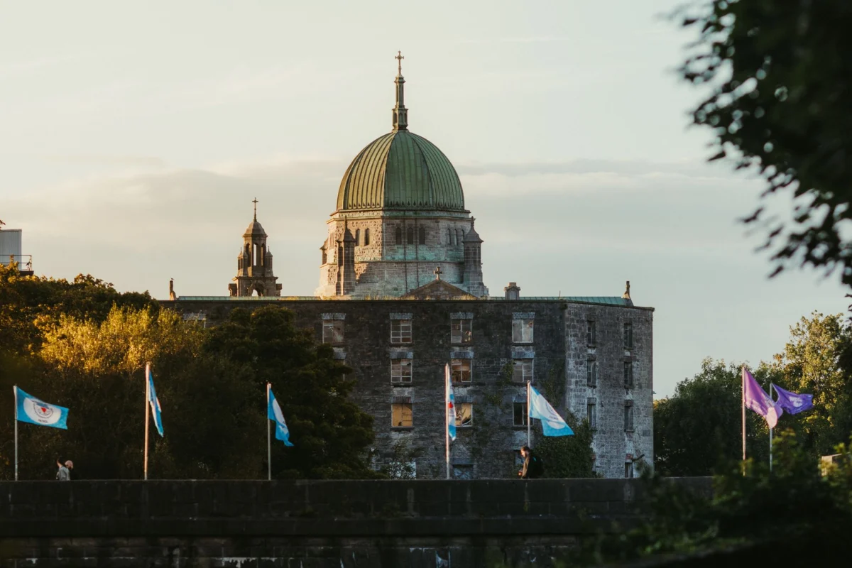 Romantic Galway skyline view from the riverside