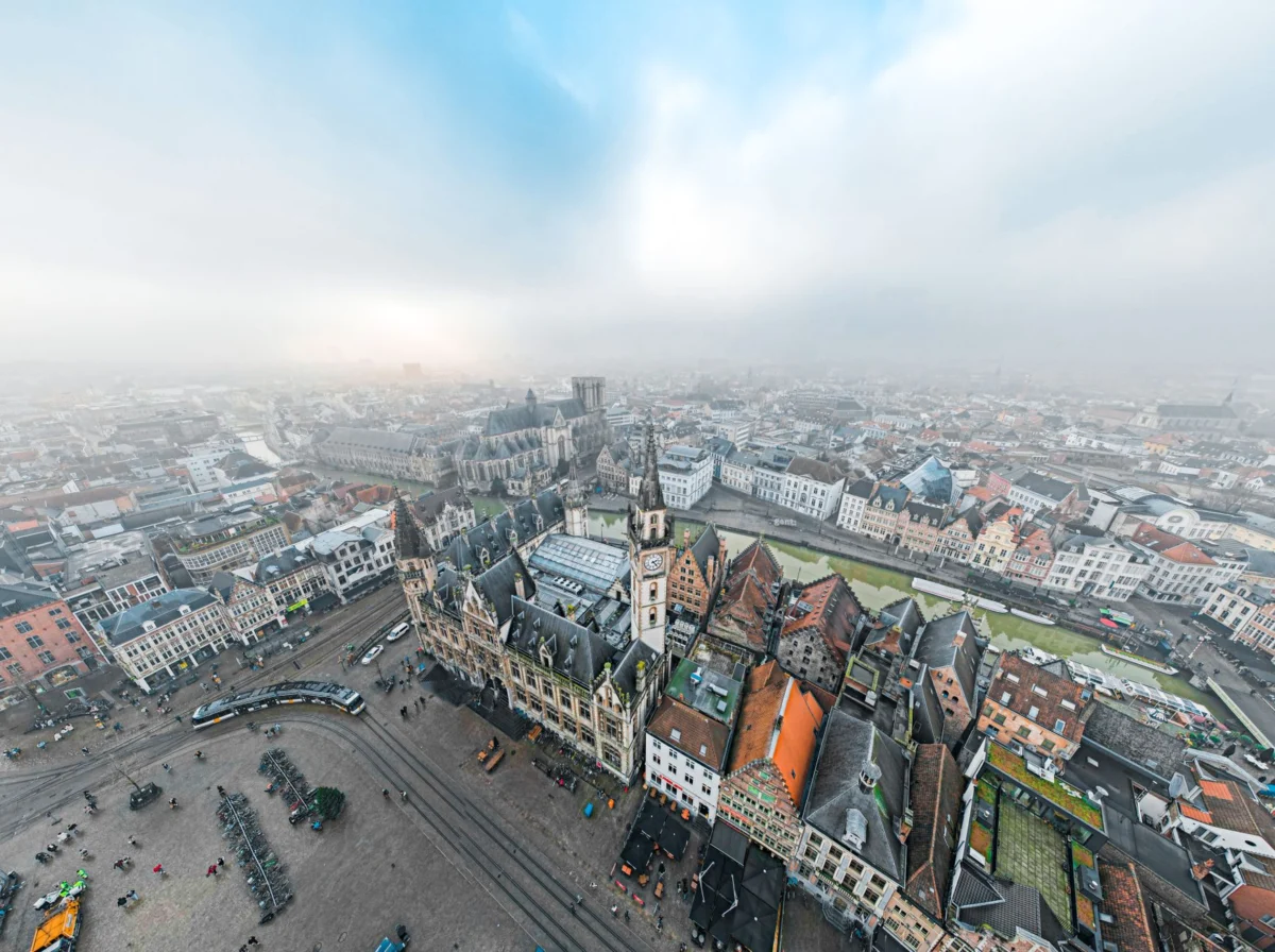 Stunning evening view of Ghent's iconic skyline