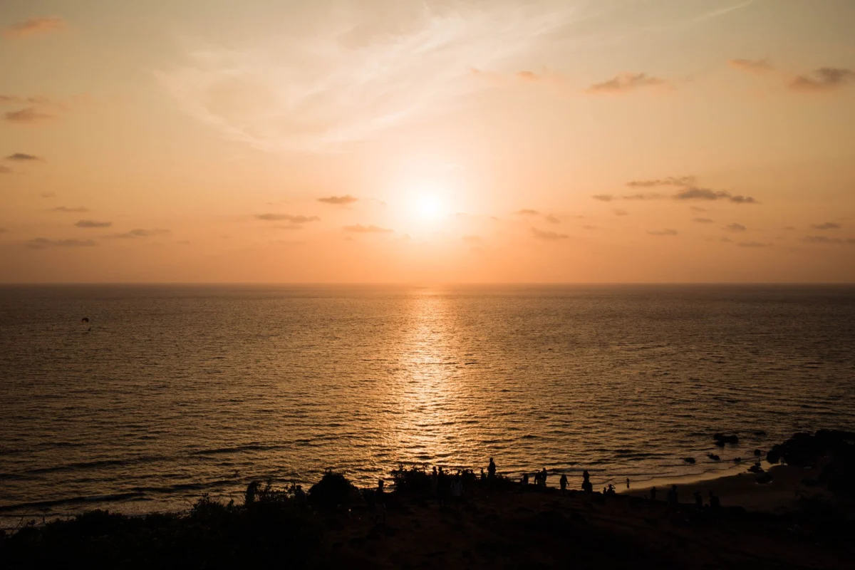 Scenic sunset view over a beach in Goa