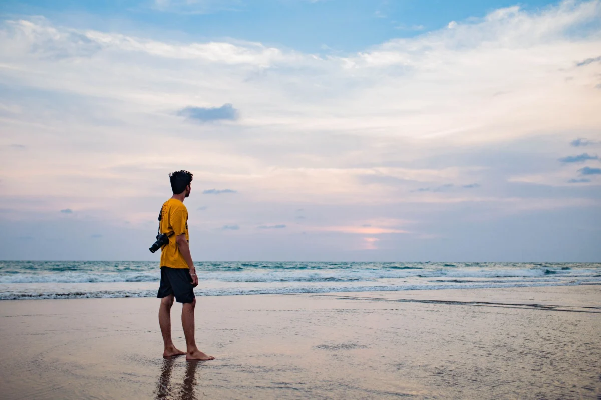 Scenic view of Goa's sunset over a tranquil beach