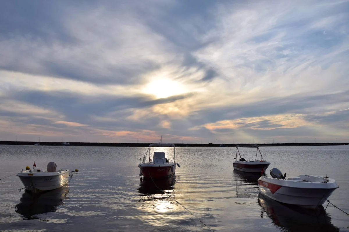 Dramatic sunset over the harbor in Gouyave