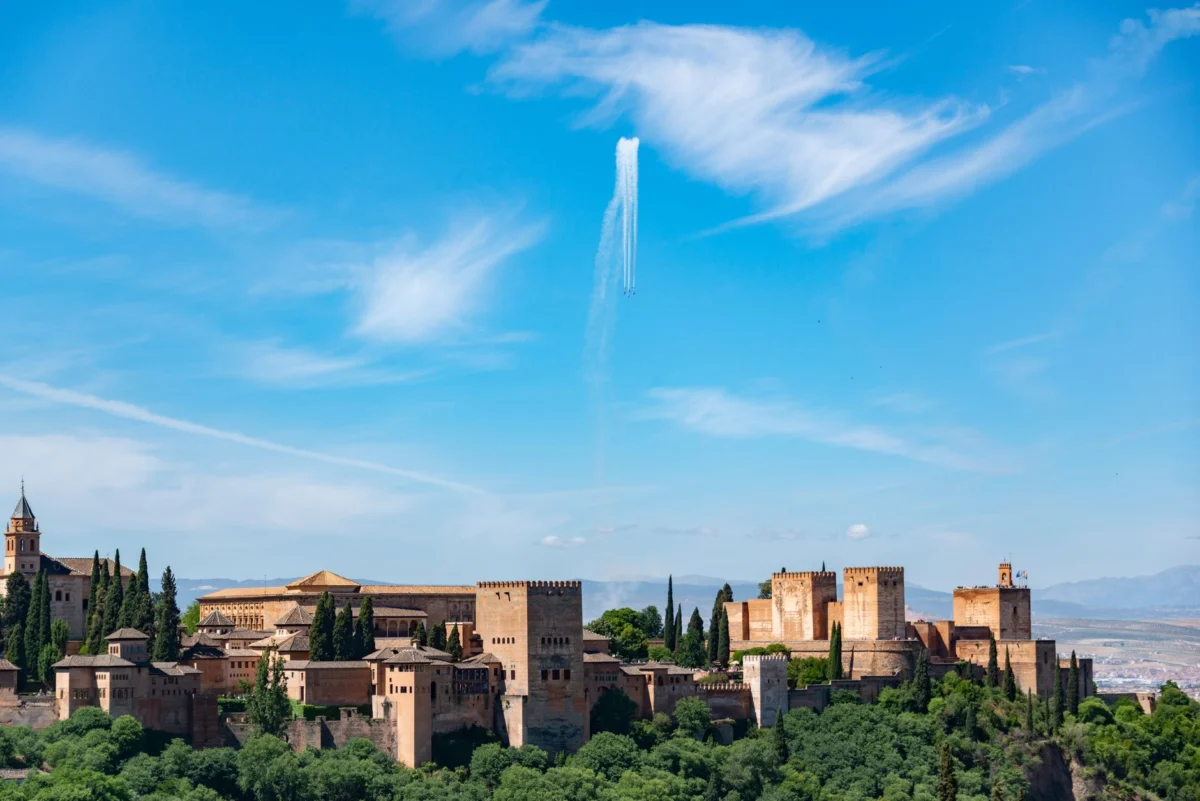 Romantic view of Granada with Alhambra in the background