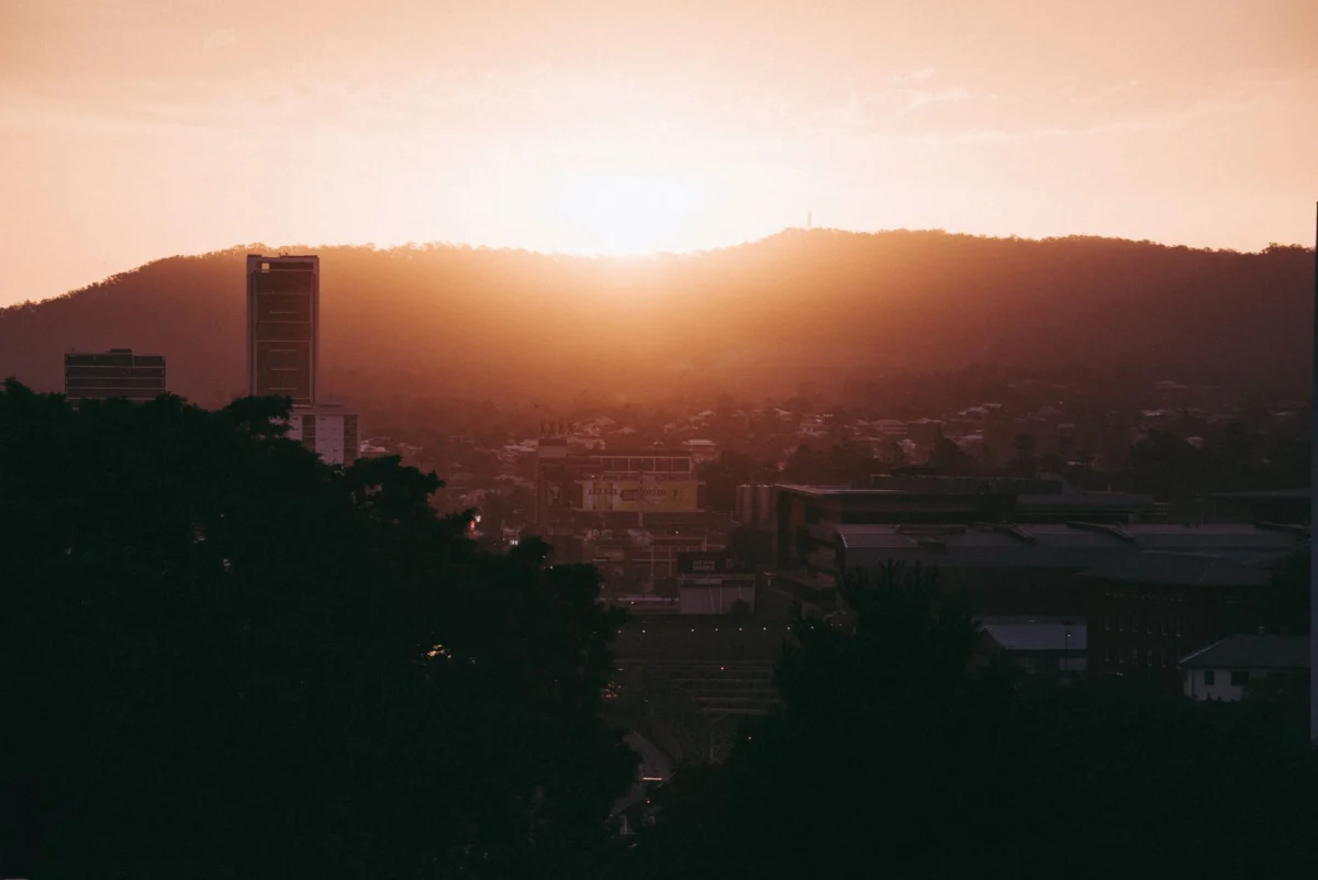 Romantic Honiara skyline view with sunset