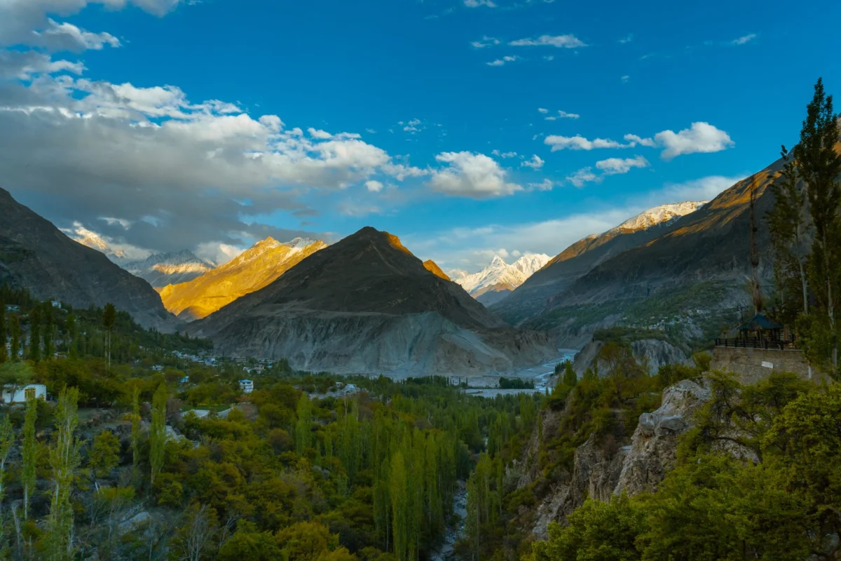 Beautiful sunset over the scenic Hunza Valley