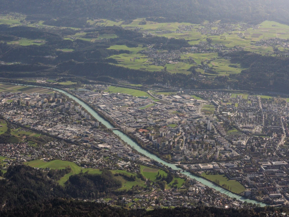 Panoramic view of Innsbruck with mountainous backdrop