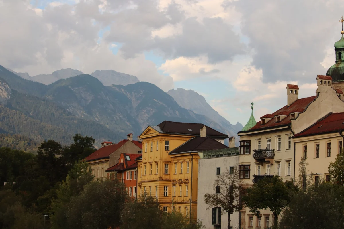 Romantic view of Innsbruck skyline with Alps backdrop