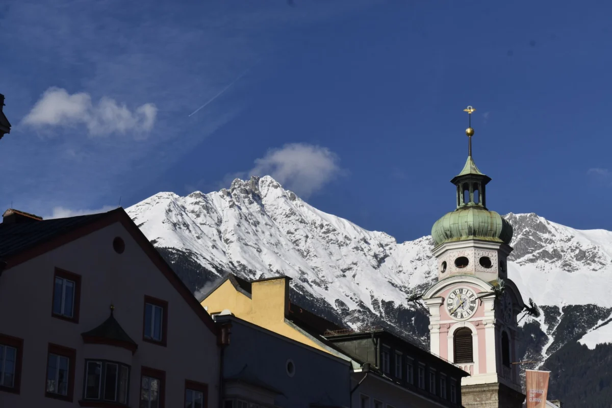 Evening view of Innsbruck's romantic city skyline