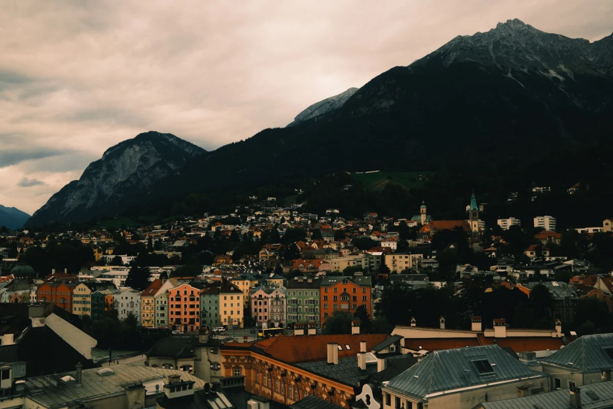 Panoramic view of Innsbruck's romantic skyline at sunset