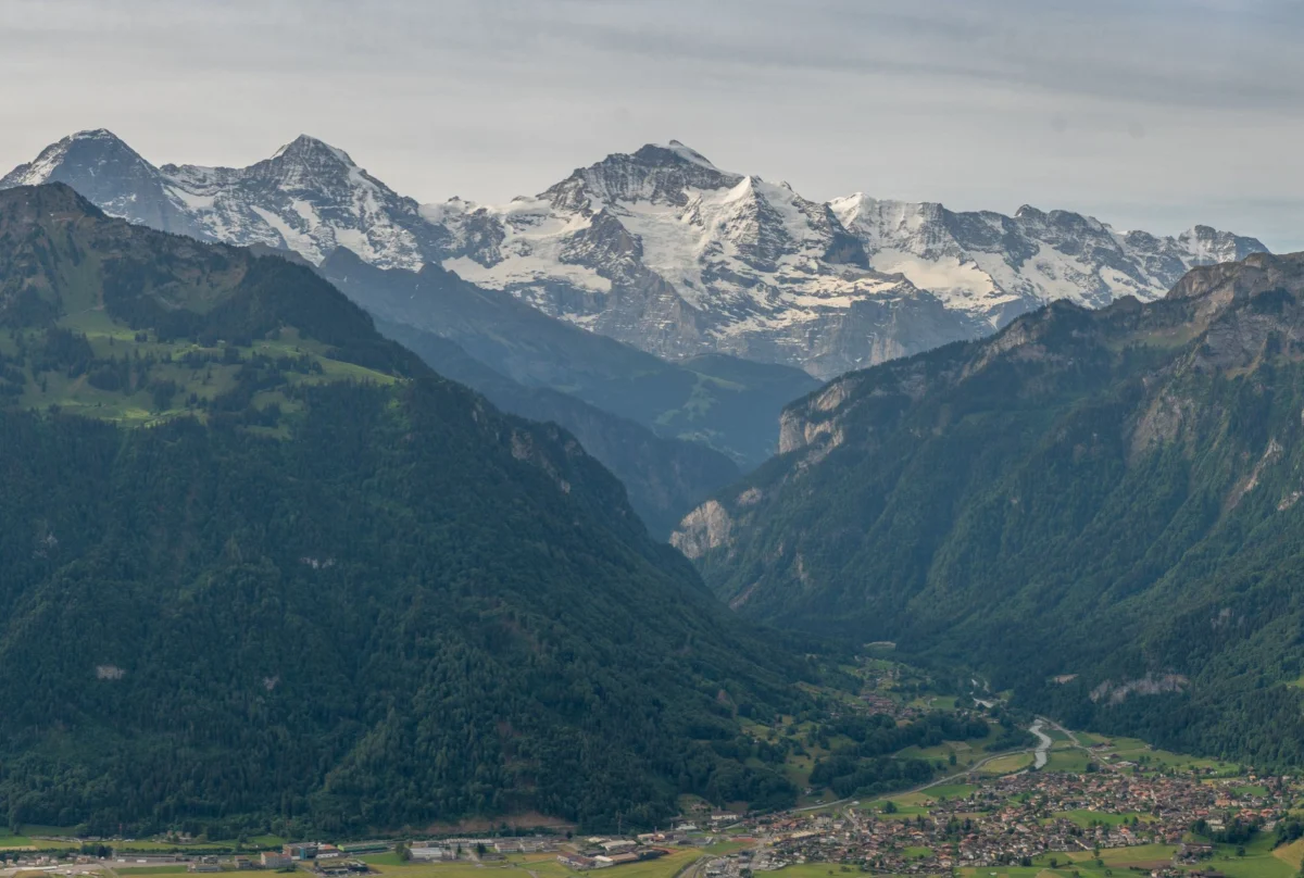 View of Interlaken's alpine skyline at night
