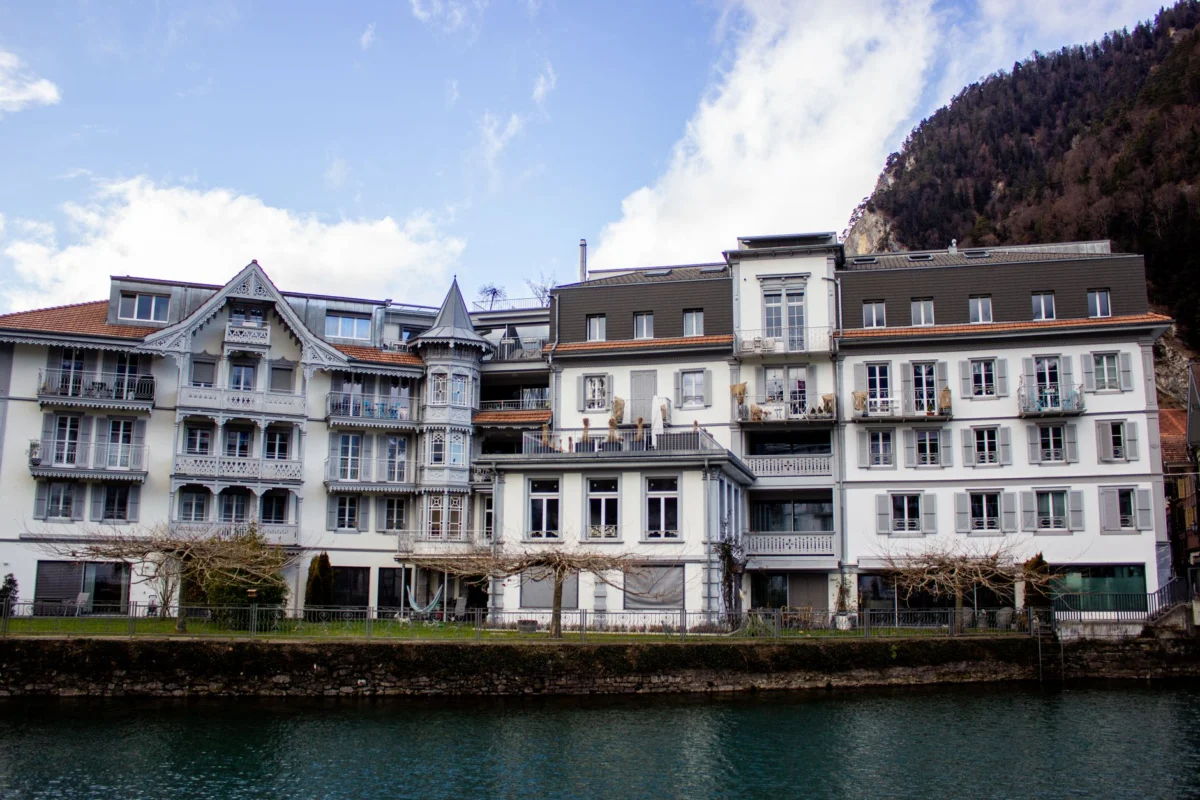 A captivating view of Interlaken's historical buildings and natural scenery
