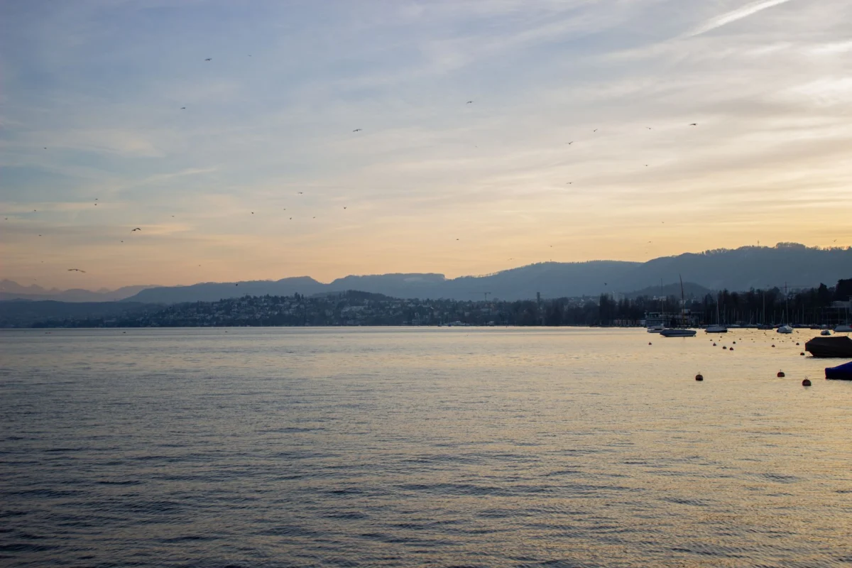 A romantic sunset over Lake Thun in Interlaken perfect for couples