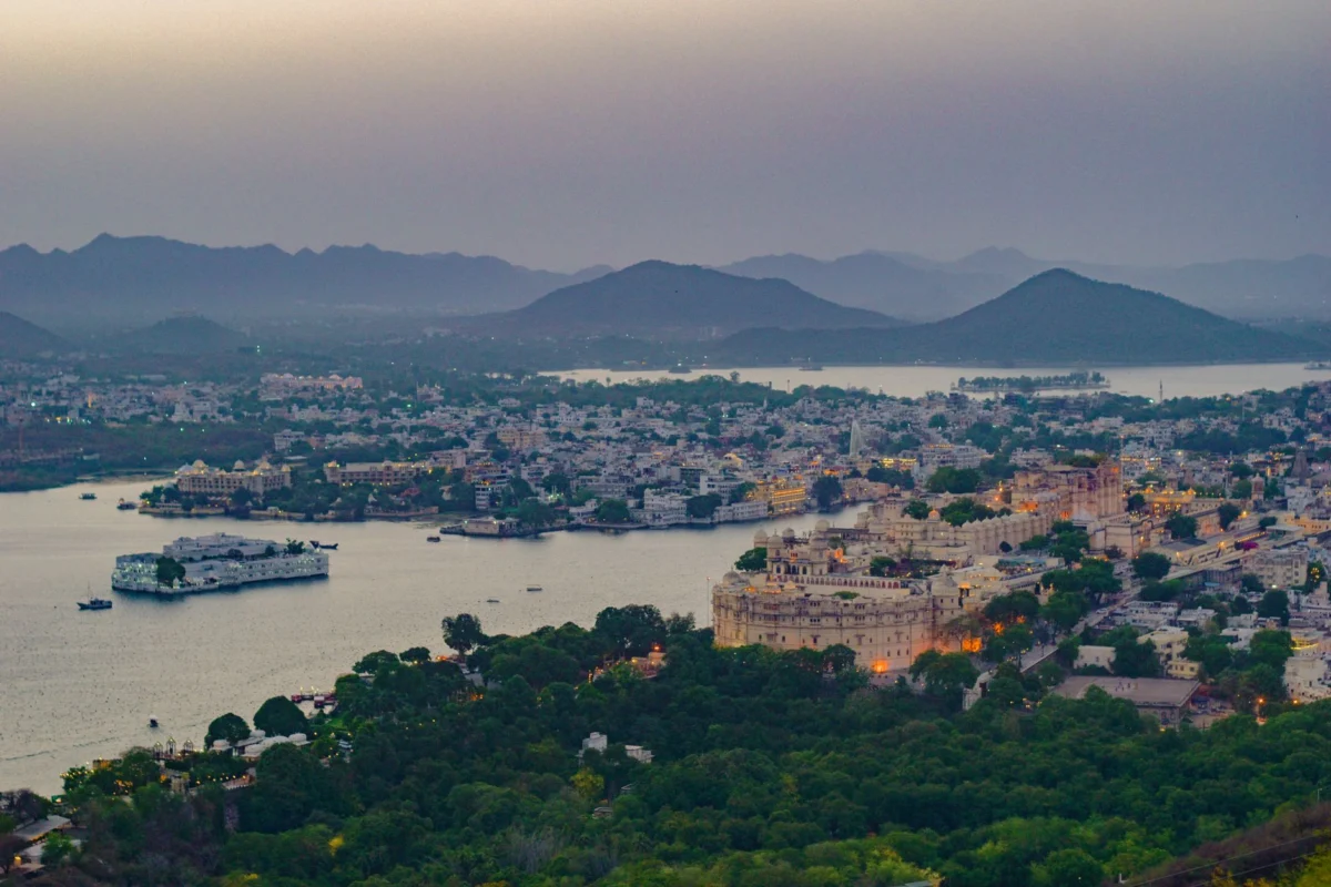 A stunning view of Jaipur's skyline at sunset