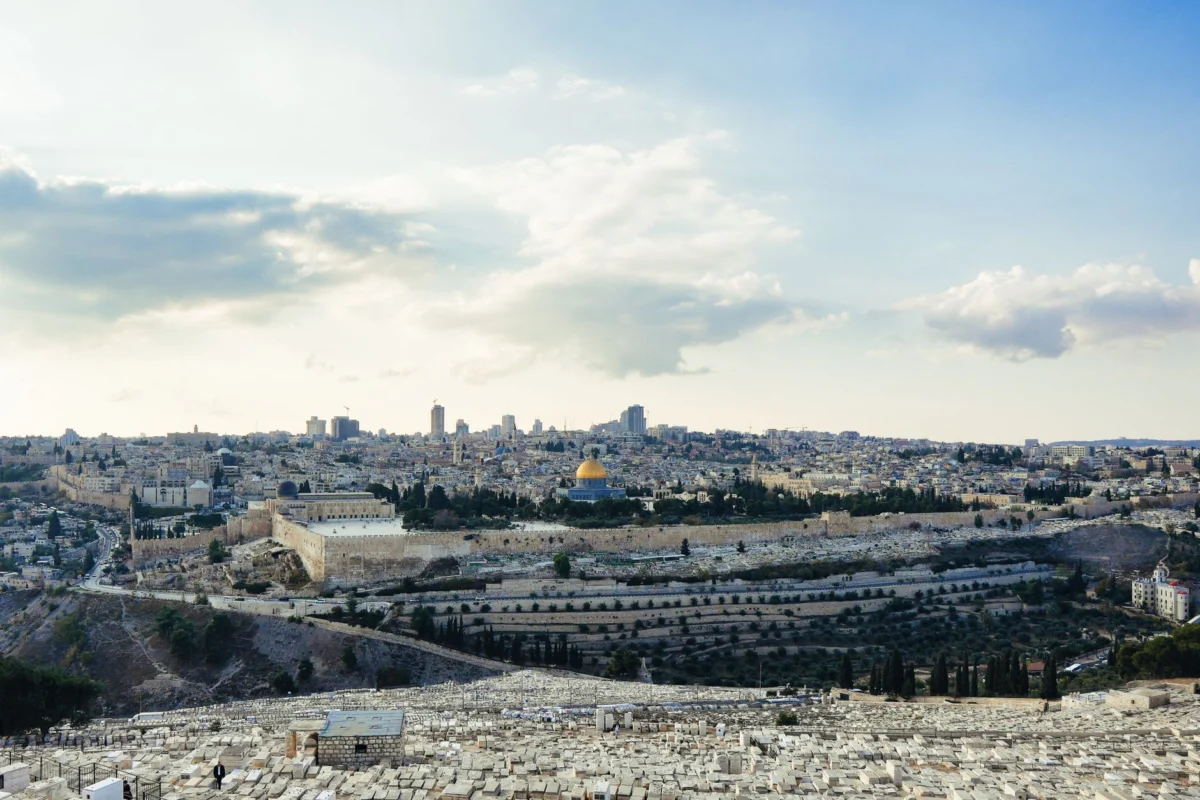 A breathtaking view of Jerusalem's iconic skyline showcasing historic landmarks