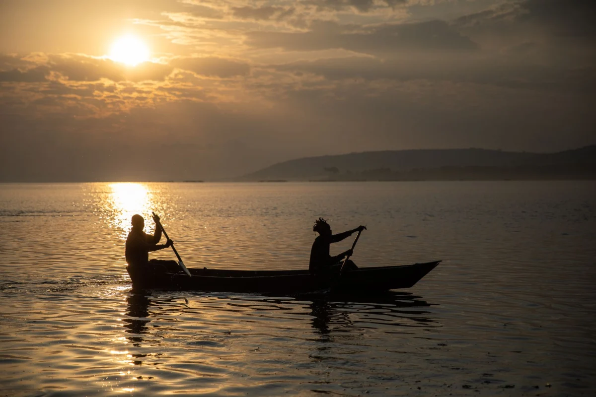 Beautiful sunset over the River Nile in Jinja