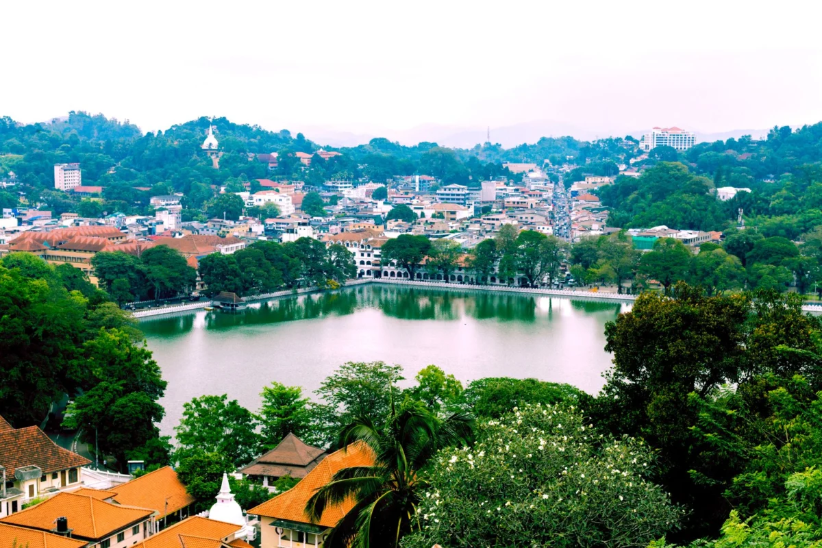 A stunning sunset view over Kandy city, showcasing the serene landscape