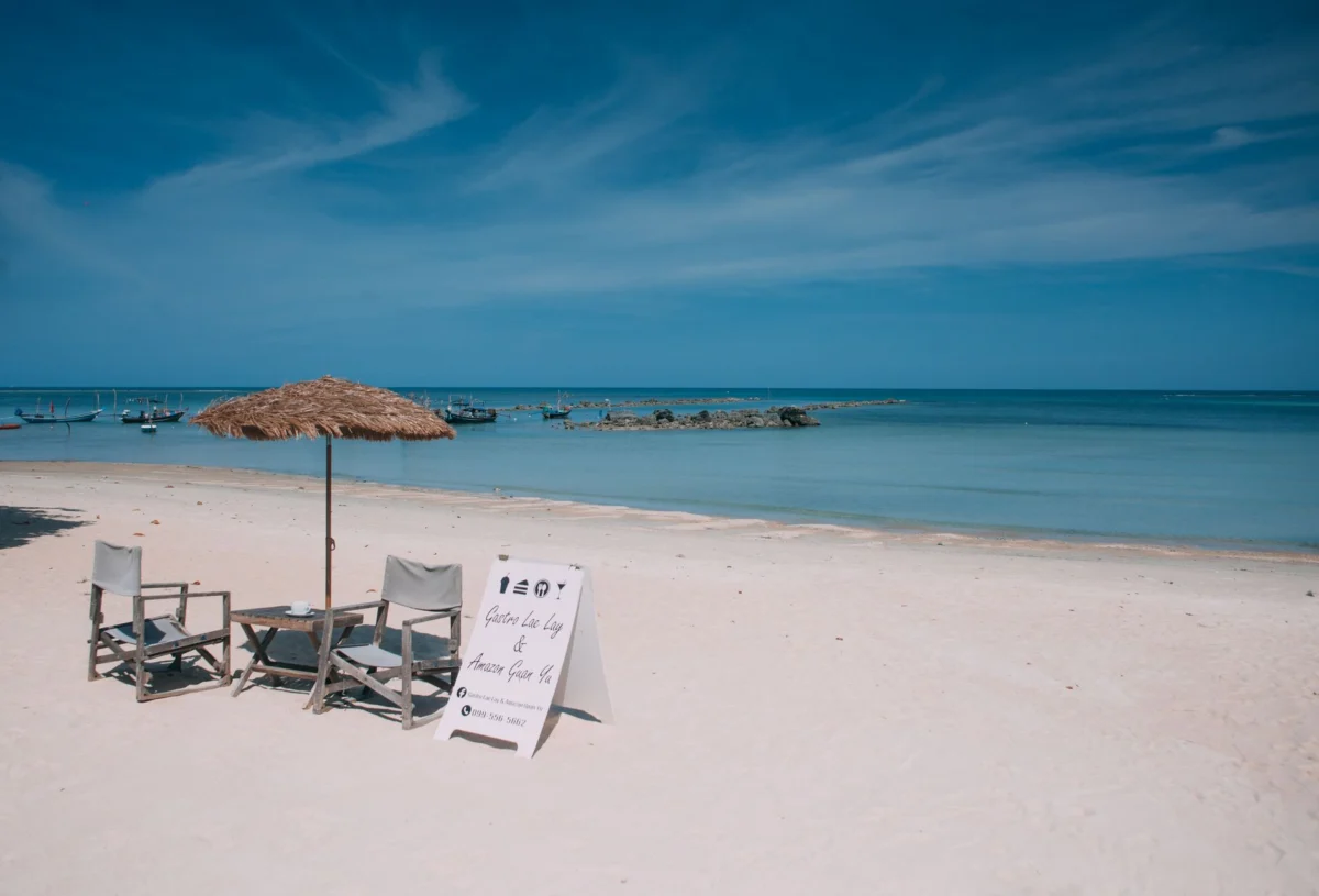 Romantic beachfront view in Koh Samui at sunset