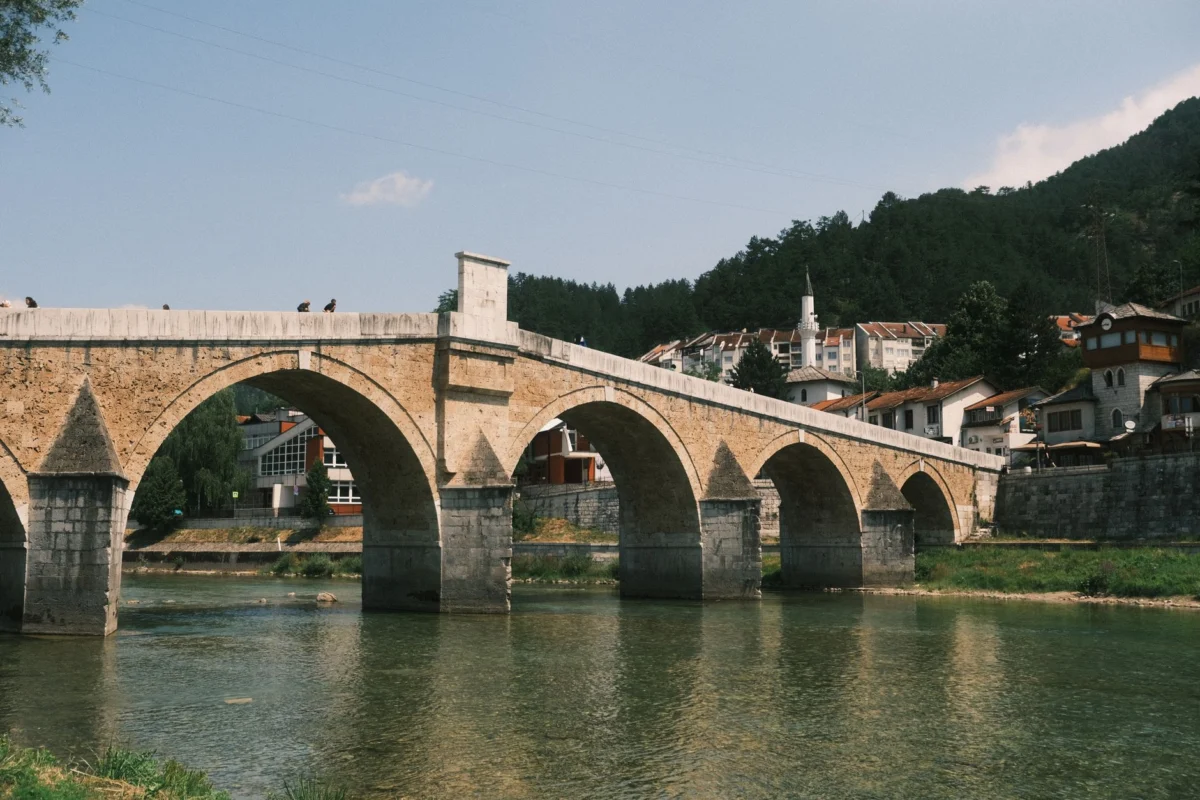 The iconic stone bridge in Konjic over a tranquil river