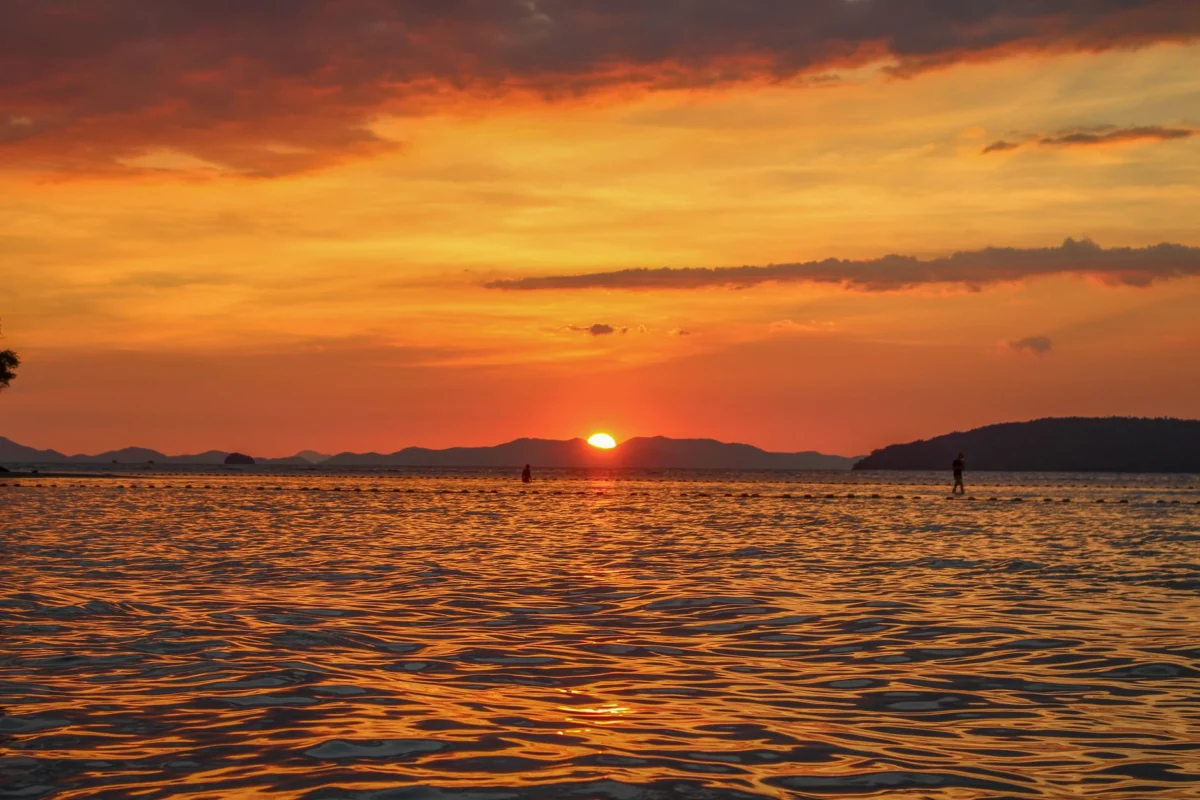 Romantic sunset view from a hotel in Krabi