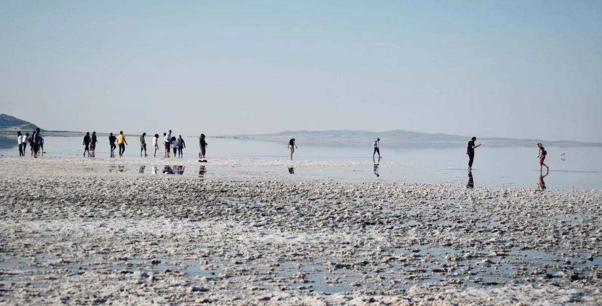 Breathtaking salt flats of Lake Assal with a scenic vista