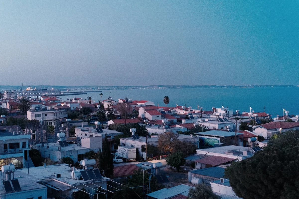 Romantic sunset view of Larnaca skyline perfect for couples