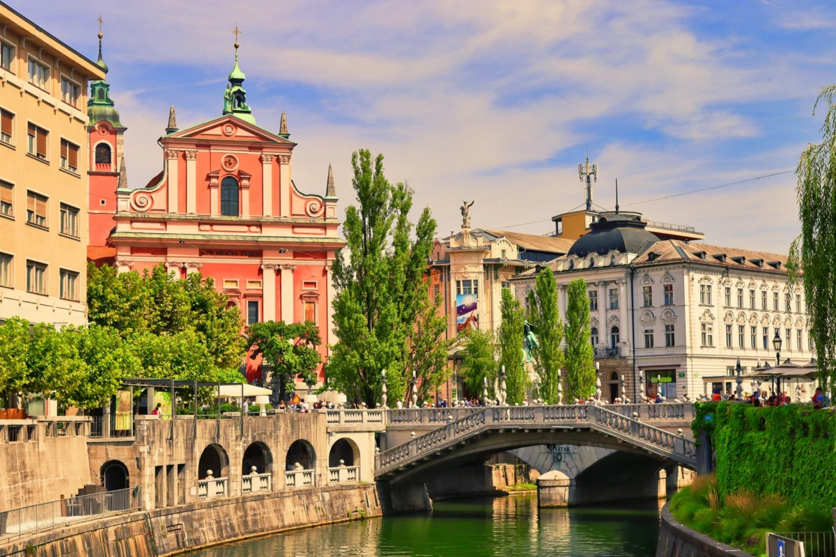 Scenic view of Ljubljana featuring historic architecture