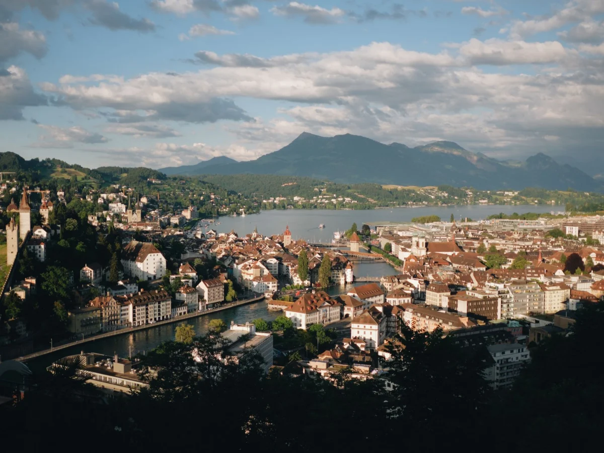Scenic view of Lucerne skyline with iconic architecture