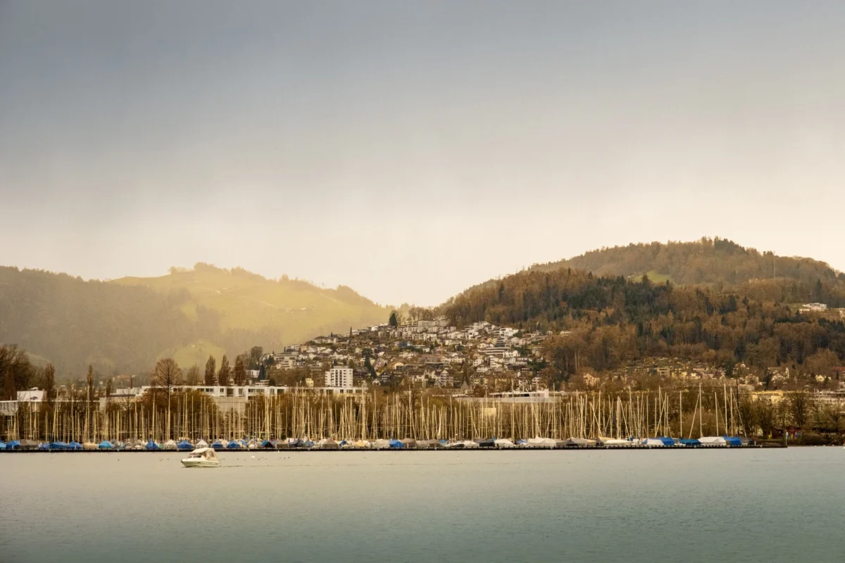 View of Lucerne's skyline with the lake forefront, perfect for couples