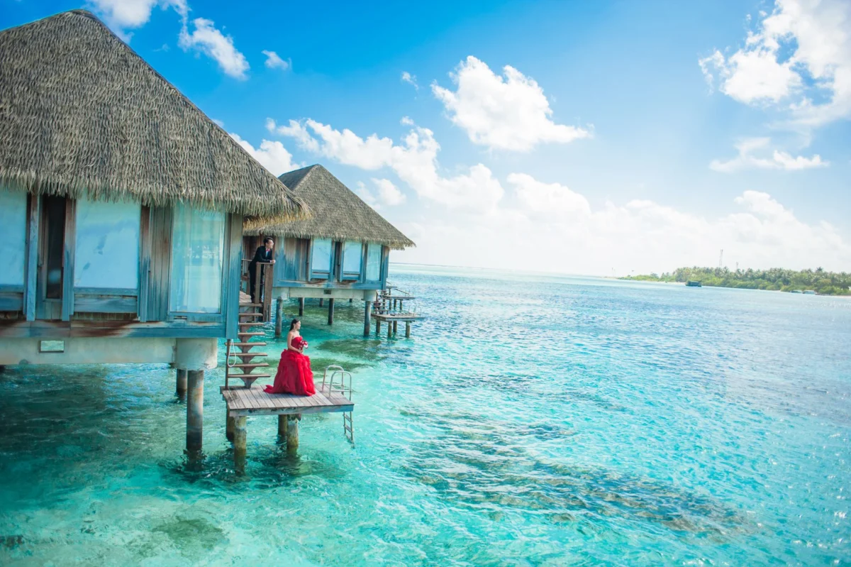 Overwater bungalow with scenic view in Bora Bora