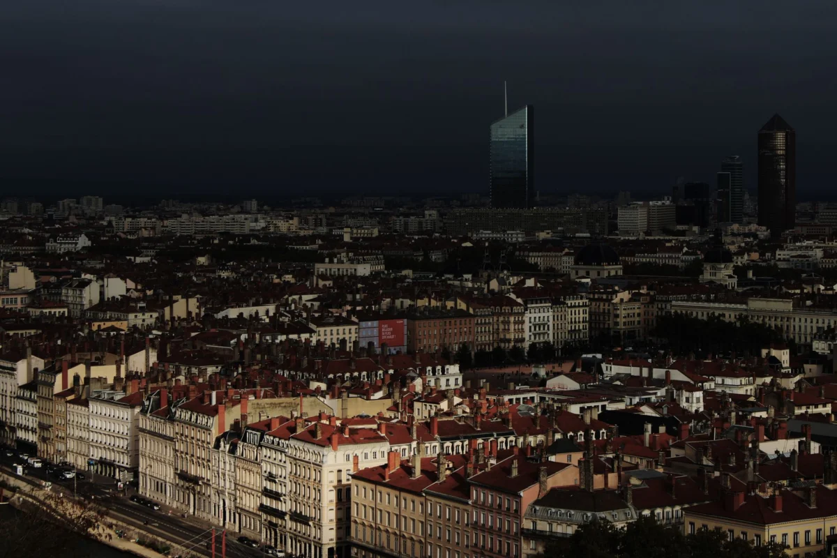 Magnificent Lyon cityscape with landmarks