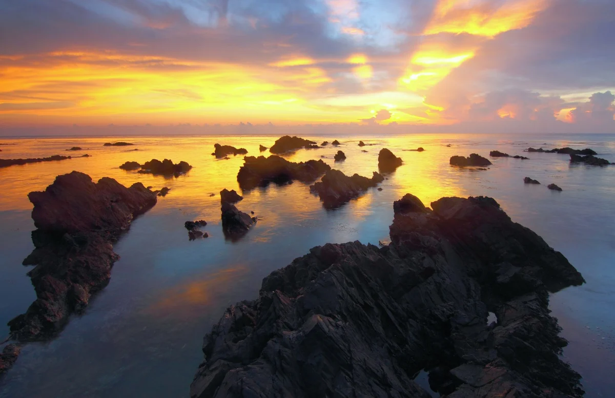 Sunrise over Madang's picturesque coastline
