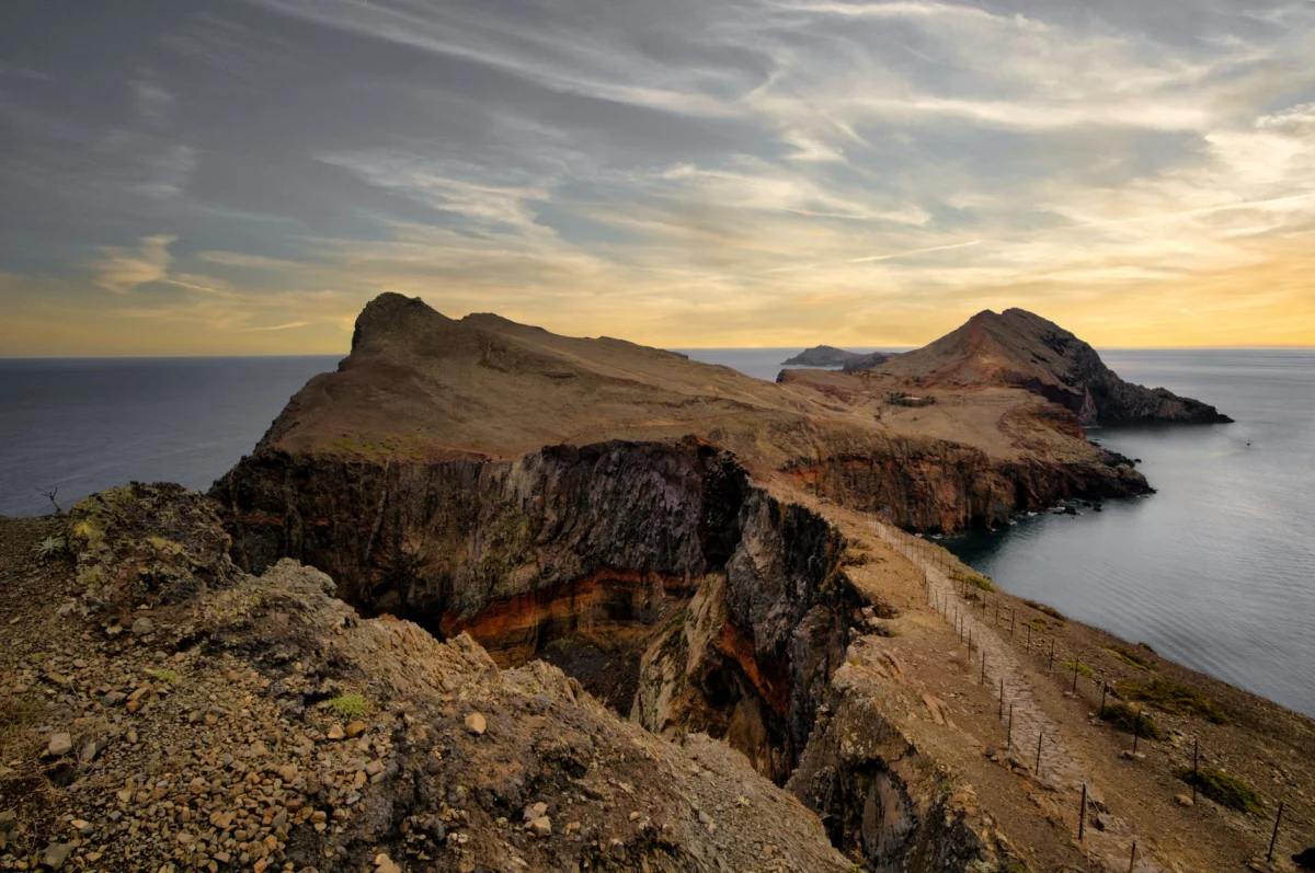 A stunning romantic sunset view over Madeira's coastline
