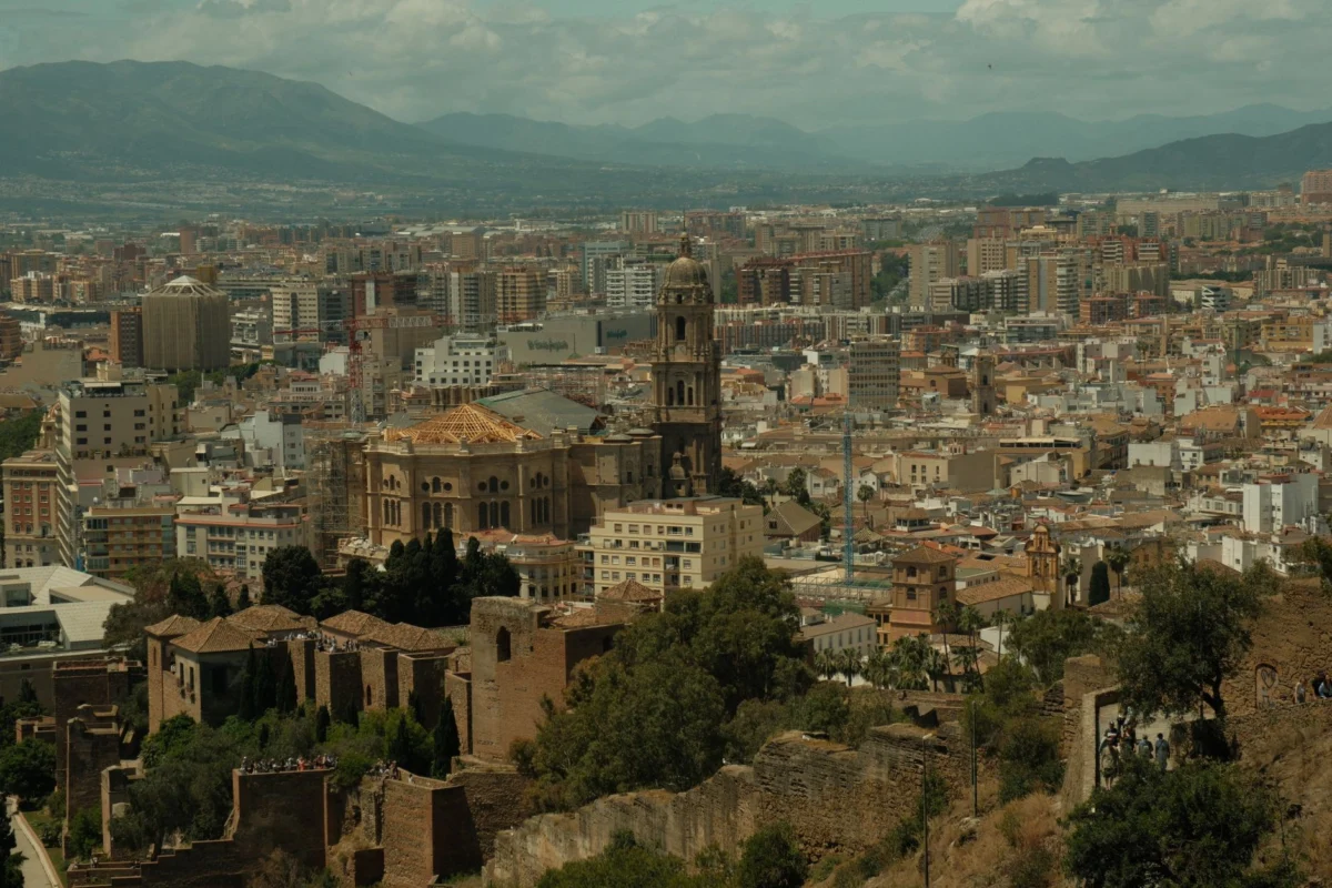 Scenic view of Malaga's coastline at sunset