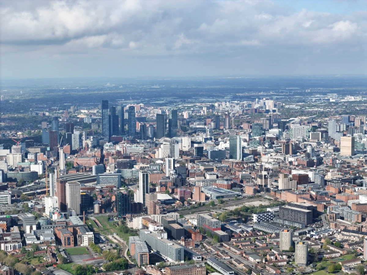 Panoramic view of Manchester's skyline showcasing scenic areas