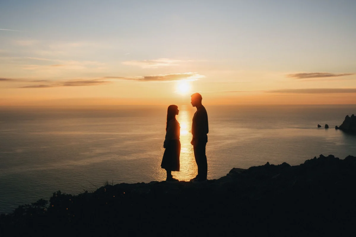 A romantic sunset view over the Marseille skyline for couples