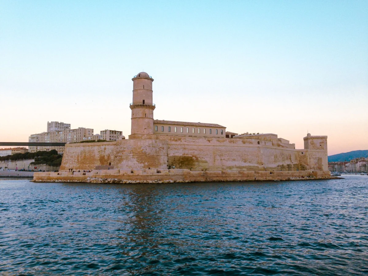Scenic view of Marseille waterfront at sunset