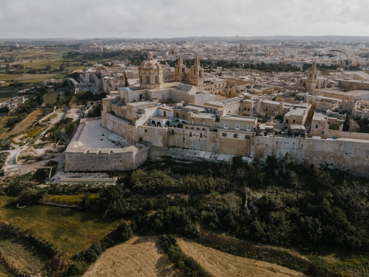Scenic view of Mdina's ancient architecture and landscape