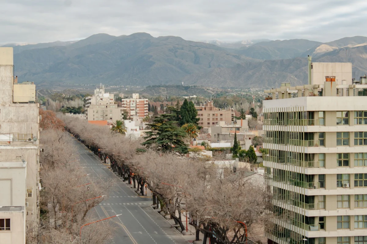 Iconic view of Mendoza skyline with Andes mountains in the background