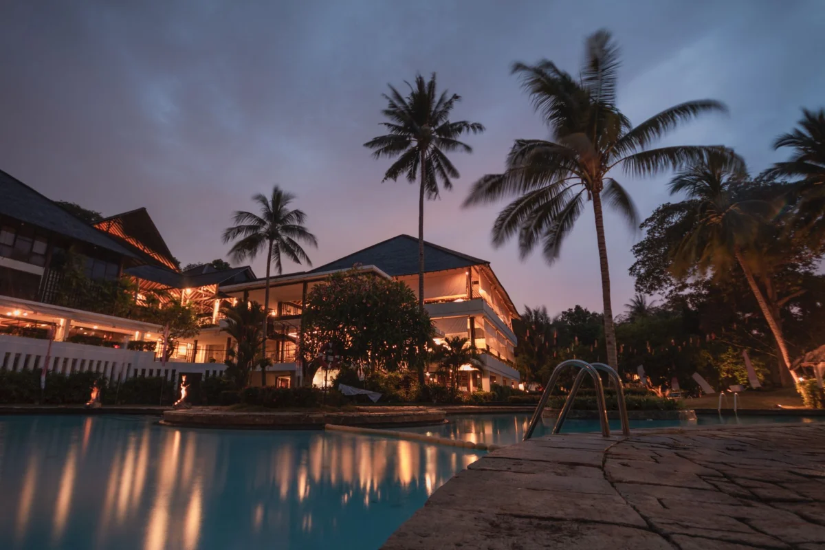 Luxury resort suite with a sunset view in Mustique