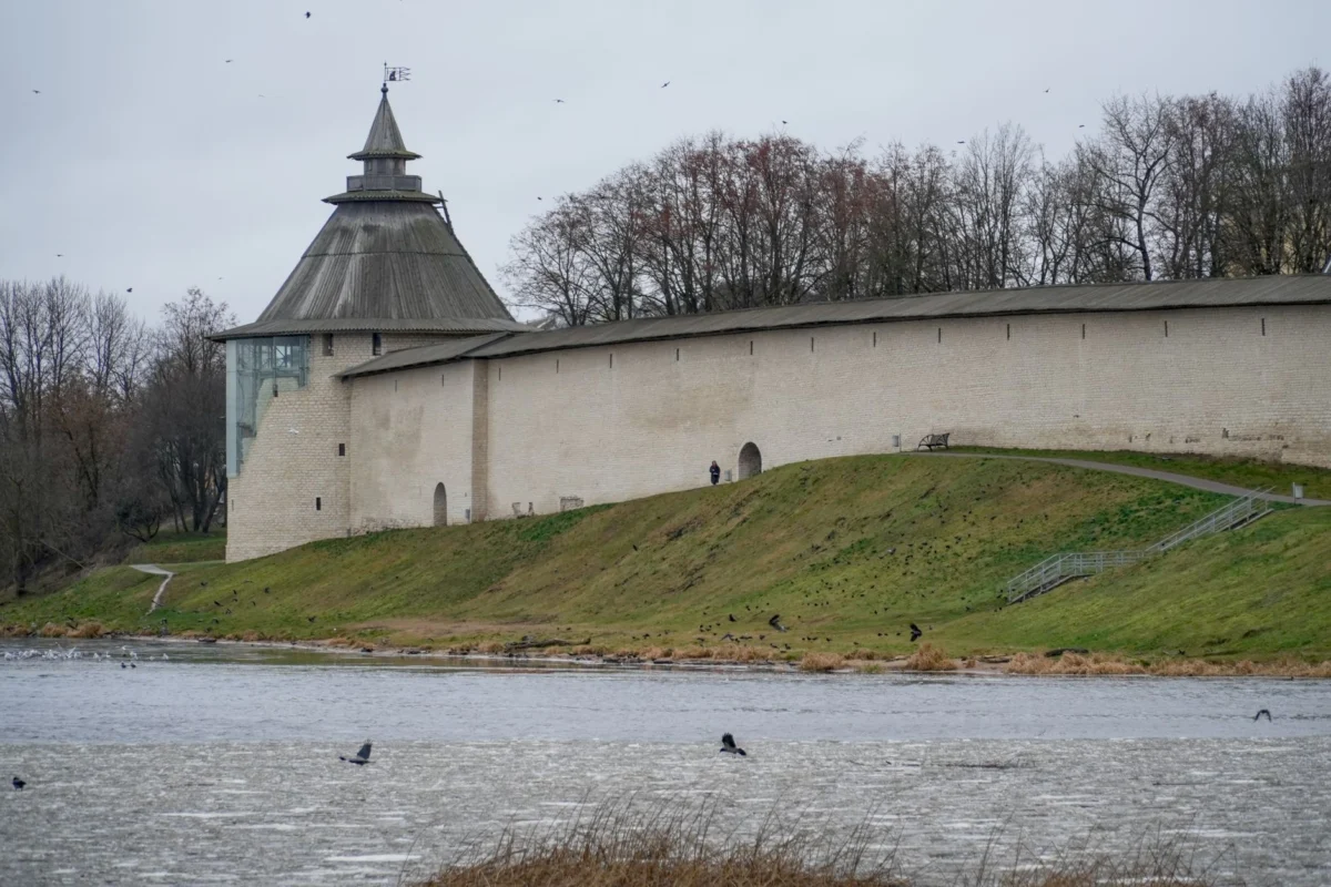 Romantic view of Narva Castle by the river