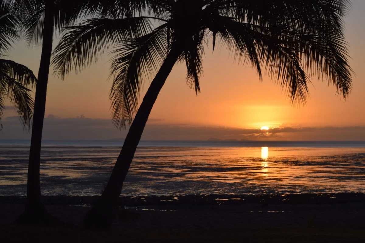 A romantic sunset view by the beach in Noumea for couples