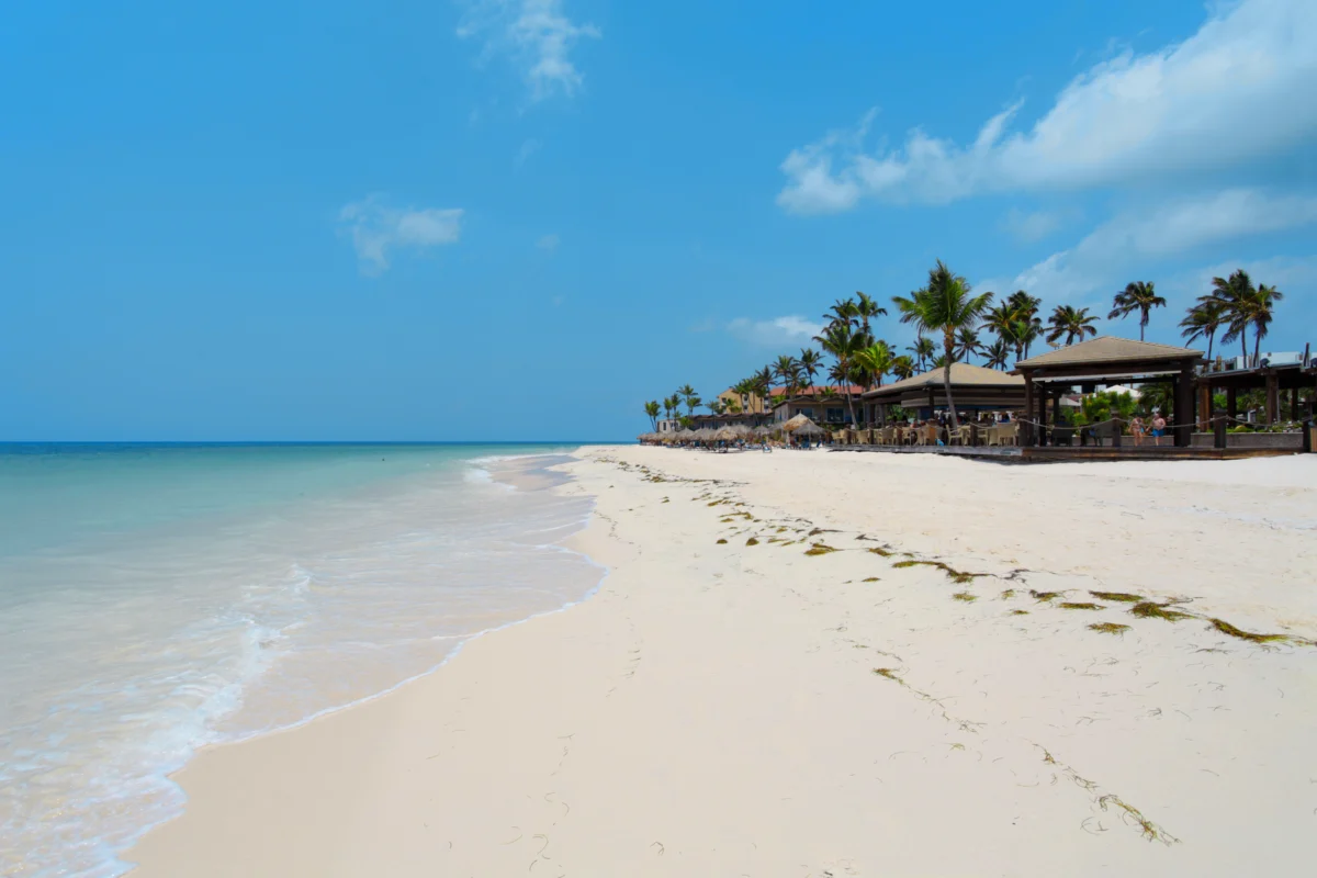 Scenic view of Oranjestad's coastline and adventure activity sites