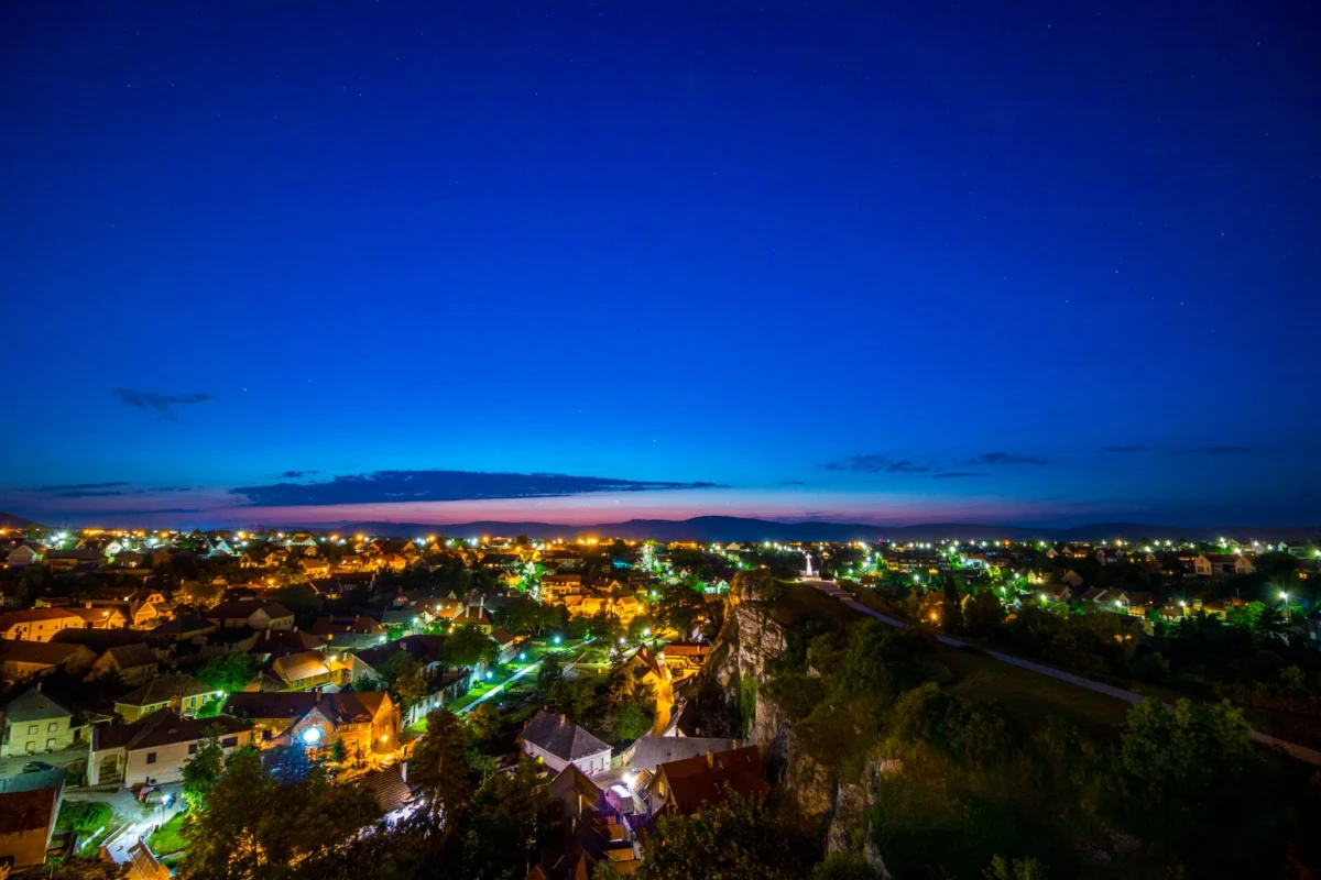 A romantic view of Orheiul Vechi with its iconic skyline at sunset